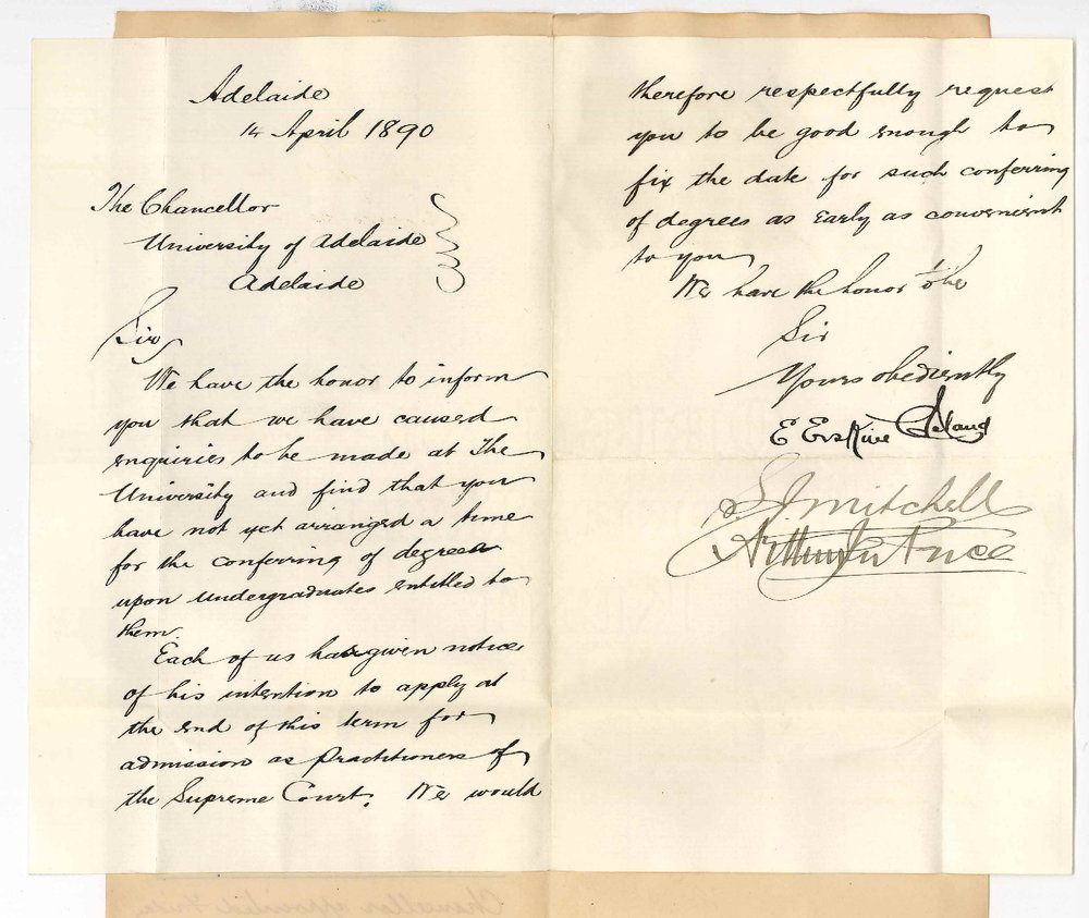S J Mitchell and Others - To the Chancellor - Asking that a day may be appointed for conferring Degrees