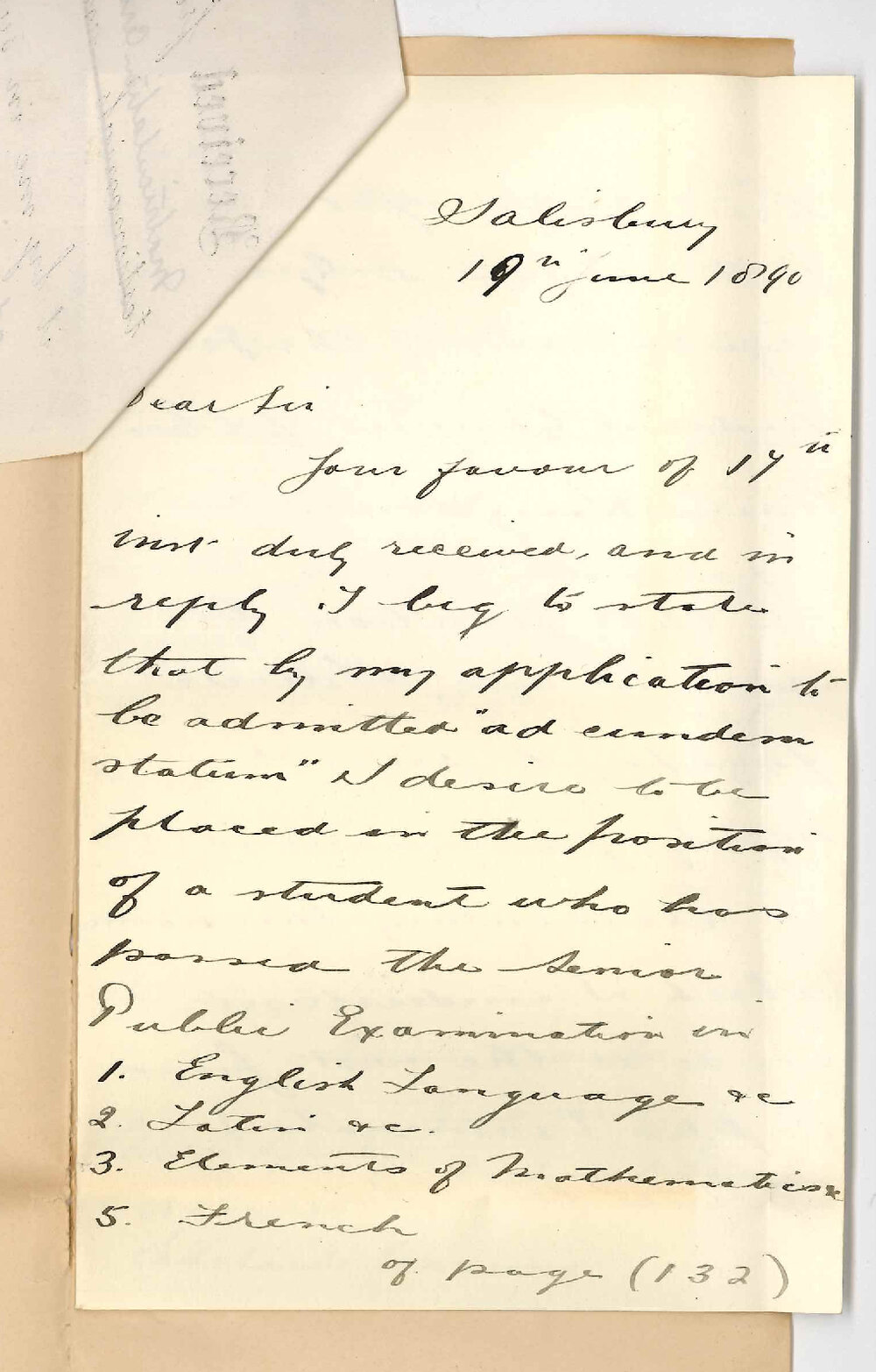 Frederick Maurice Purchas - Salisbury - Admission ad eundem statum