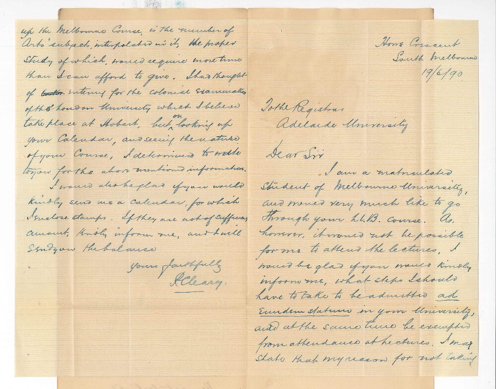 P Cleary - Victoria - Admission ad eundem LLB