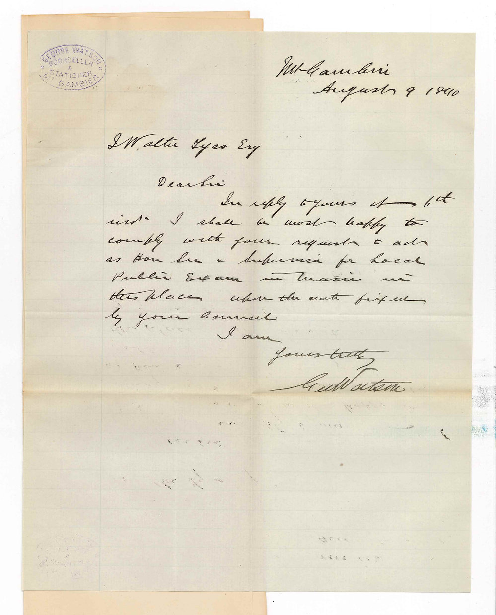 George Watson - Mt Gambier - Will act as Secretary for Examinations in Music