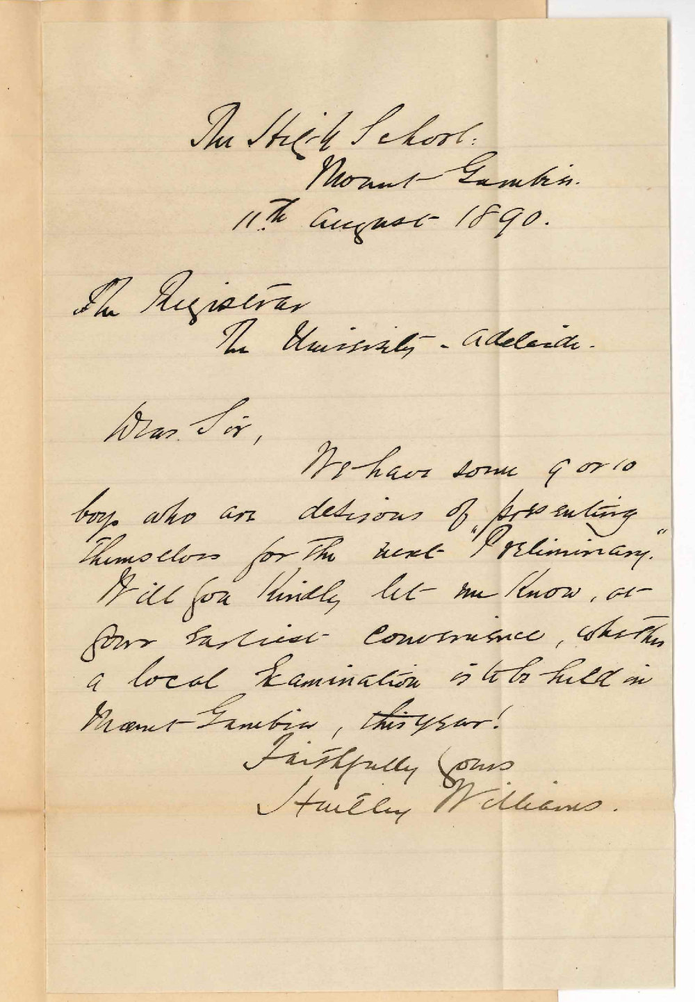 Reverend Hartley Williams - Mt Gambier - Preliminary Examination at Mt Gambier