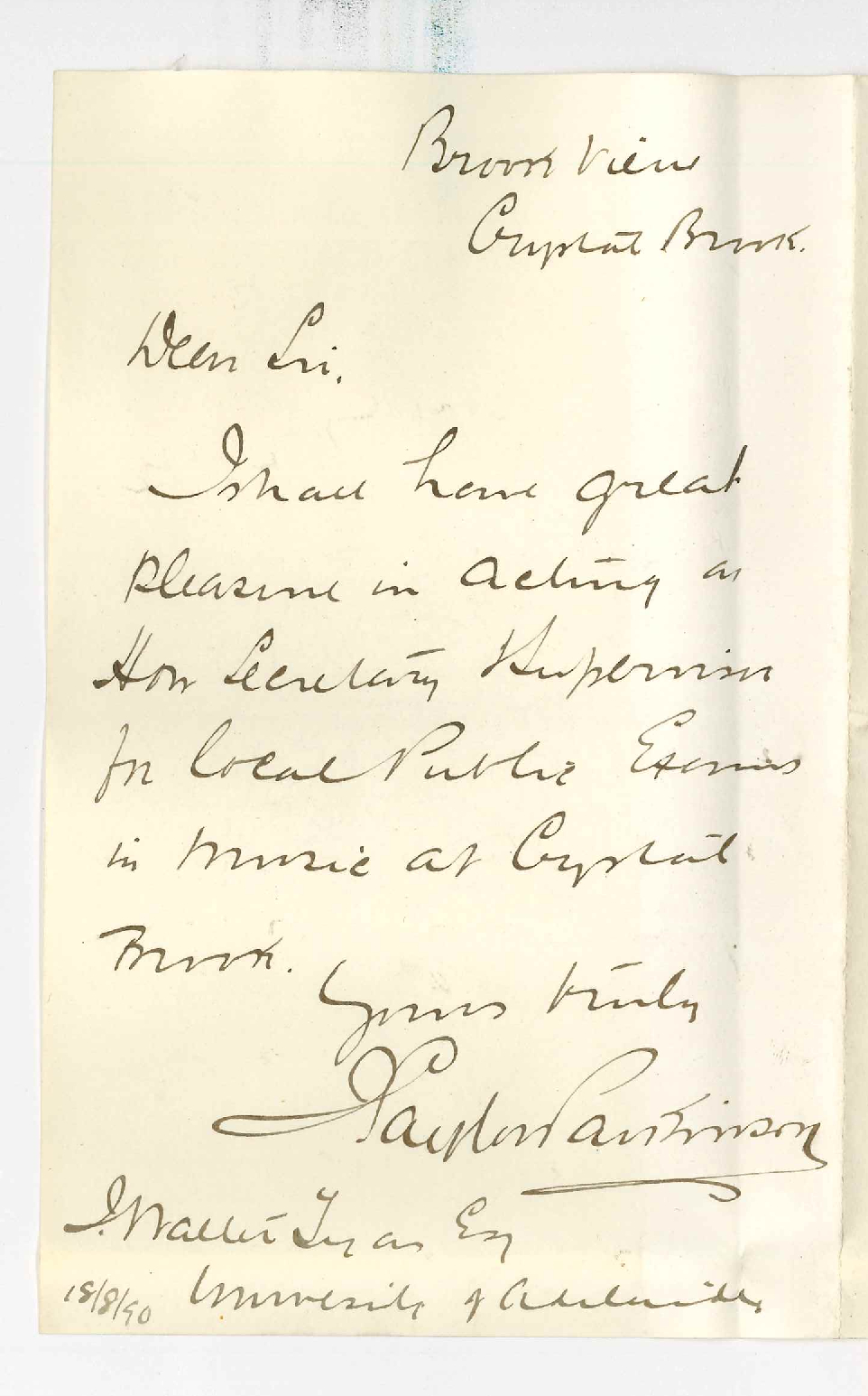 Dr John Taylor Parkinson - Crystal Brook - Will act as Secretary for Examinations in Music