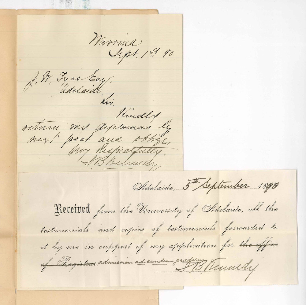 Dr J B Kennedy - Warrina - Return of Diploma