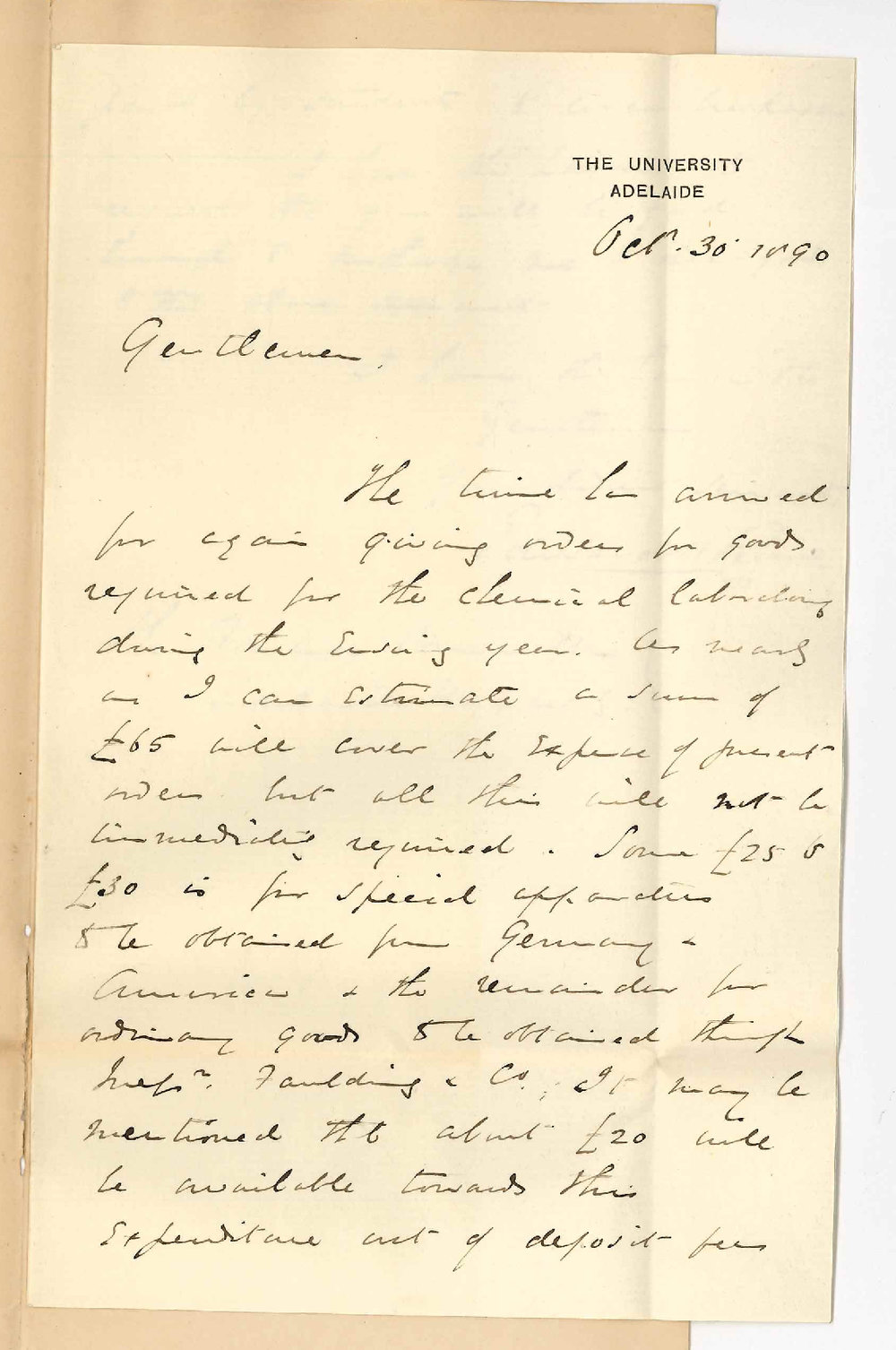 Professor Edward Henry Rennie - The University - Expenditure for 1891
