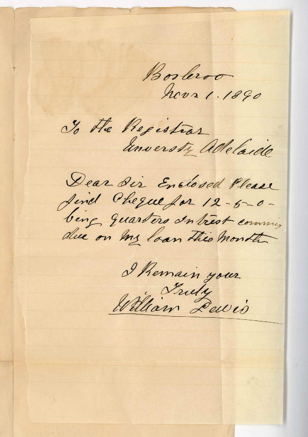 William Lewis - Booleroo - Payment of Interest