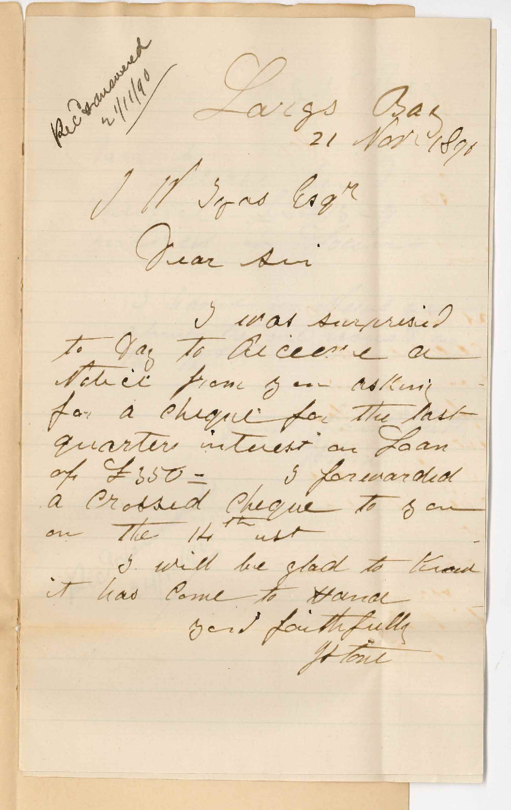 Joseph Stone - Largs Bay - Payment of Interest