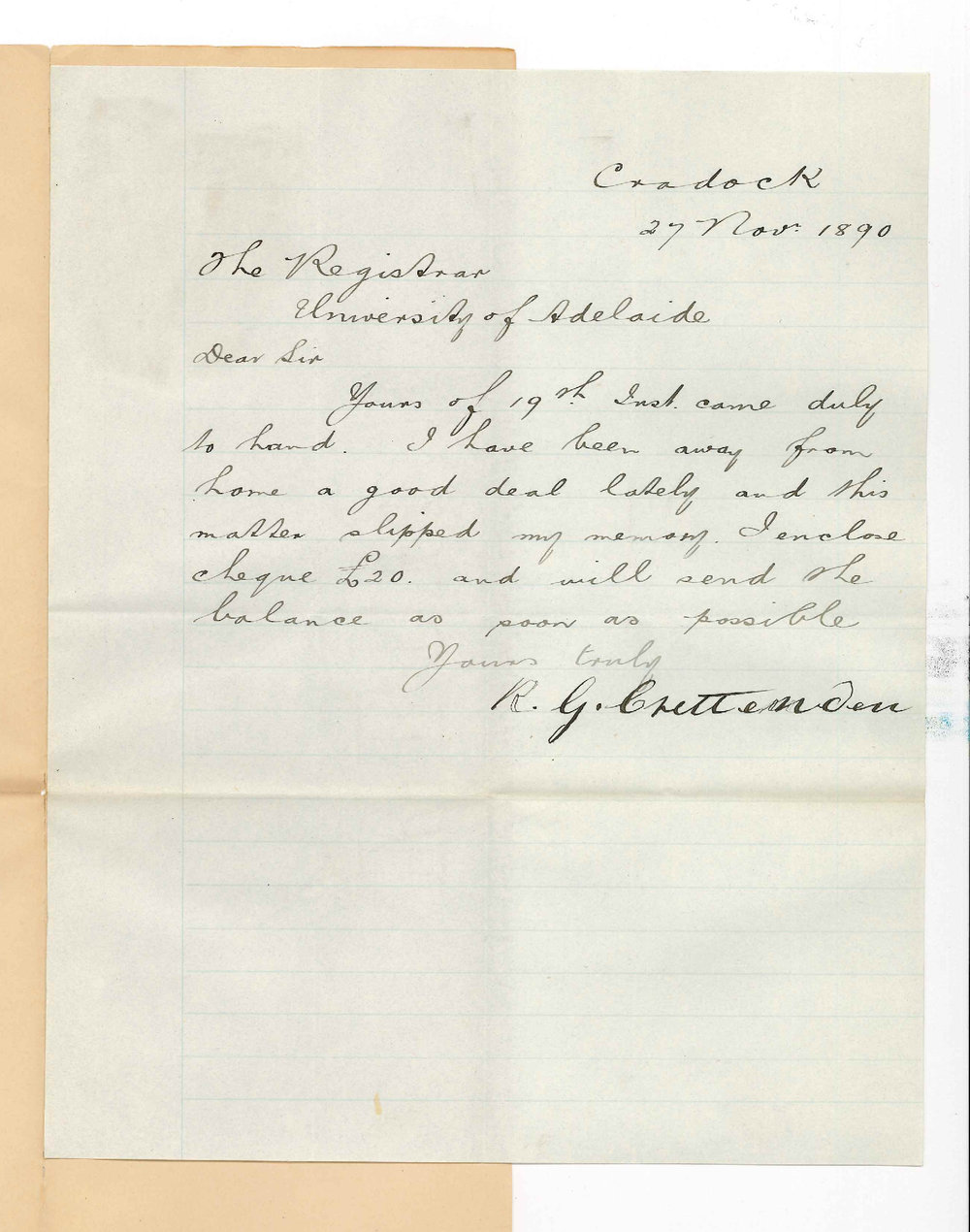 Robert George Crettenden - Cradock - Payment of rent