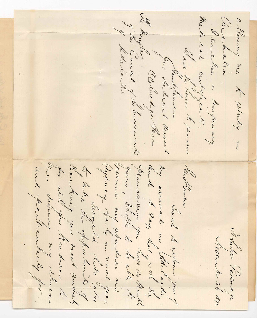 C Colendge Farr - Adelaide - Reports arrival in Adelaide