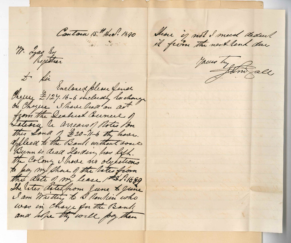 John Gall - Cantara - Payment of rent Arrears of rates