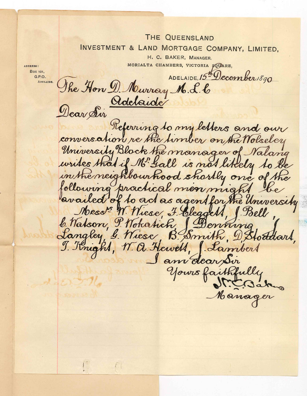 H C Baker - Queensland Company - Adelaide - Cutting Timber on Tatiara