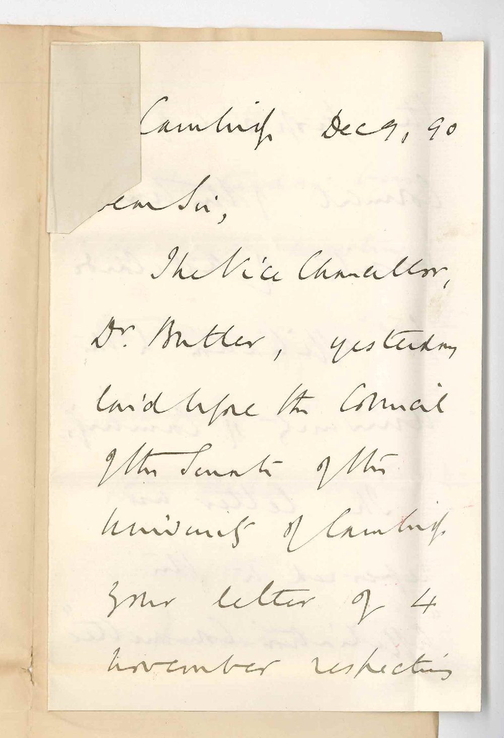 Professor G F Browne - Cambridge - Regarding affiliation of University of Adelaide to the University of Cambridge