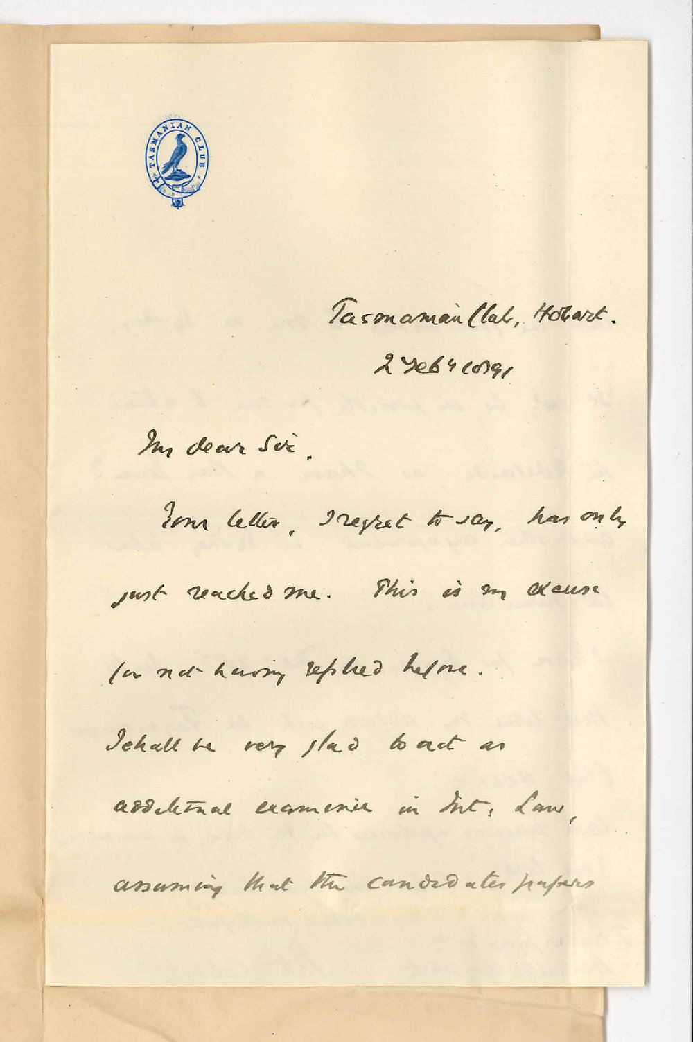 Professor Pitt Cobbett - of Sydney - Will act as Additional Examiner in International Law