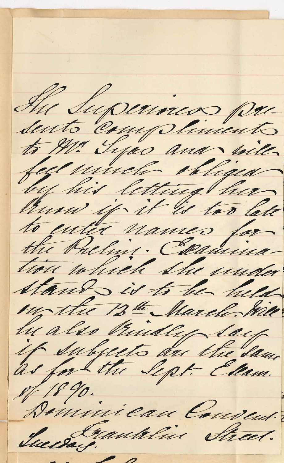 The Lady Superior - Dominican Convent - Information re Preliminary Examination