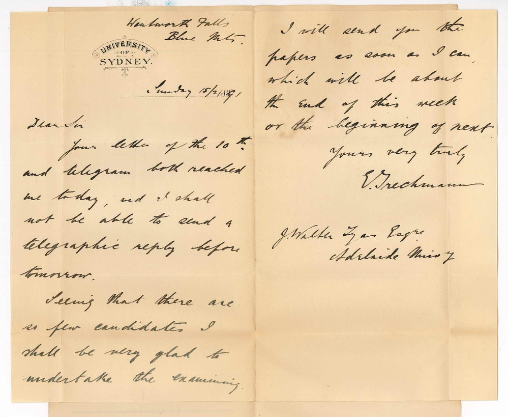 Emil J Trechmann - Sydney - Will examine in French and German for the March Examinations