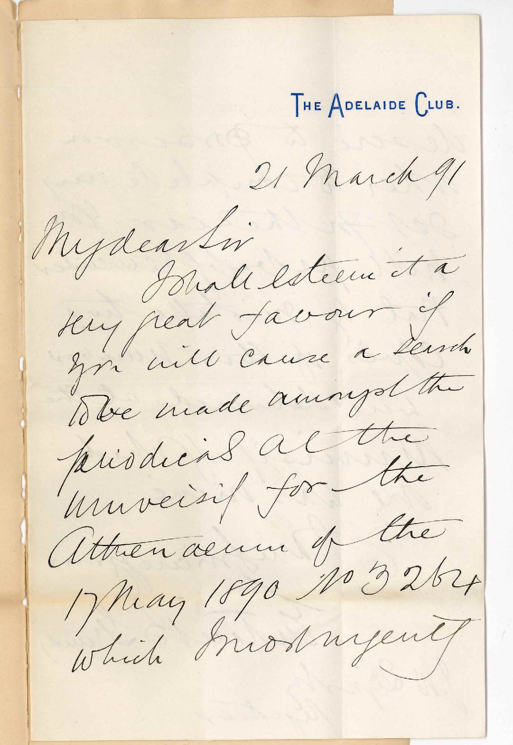 Eustace B Grundy - Adelaide - Missing number of the Athenaeum for 1890