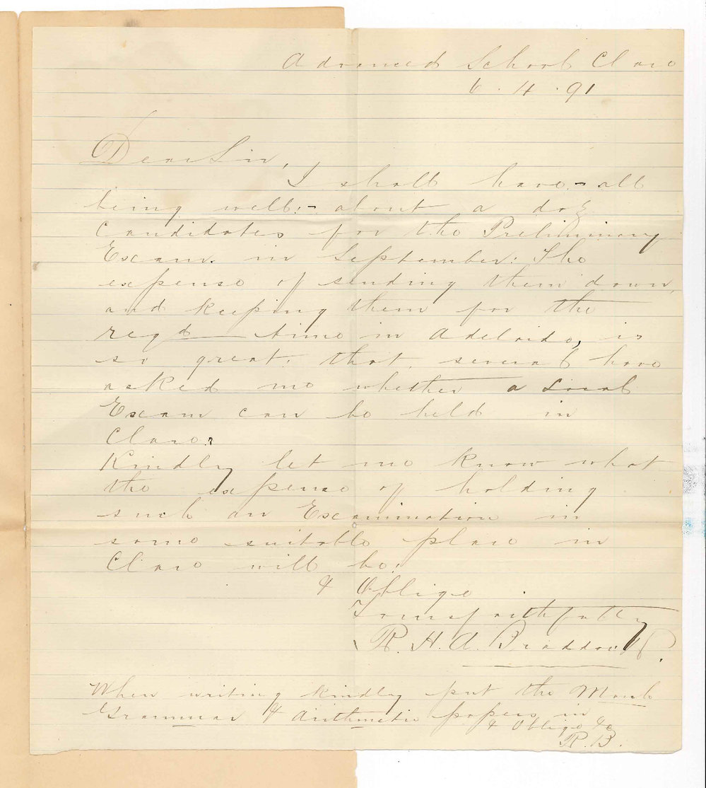 R H A Braddock - Clare - Asks that a local Preliminary Examination may be held in Clare