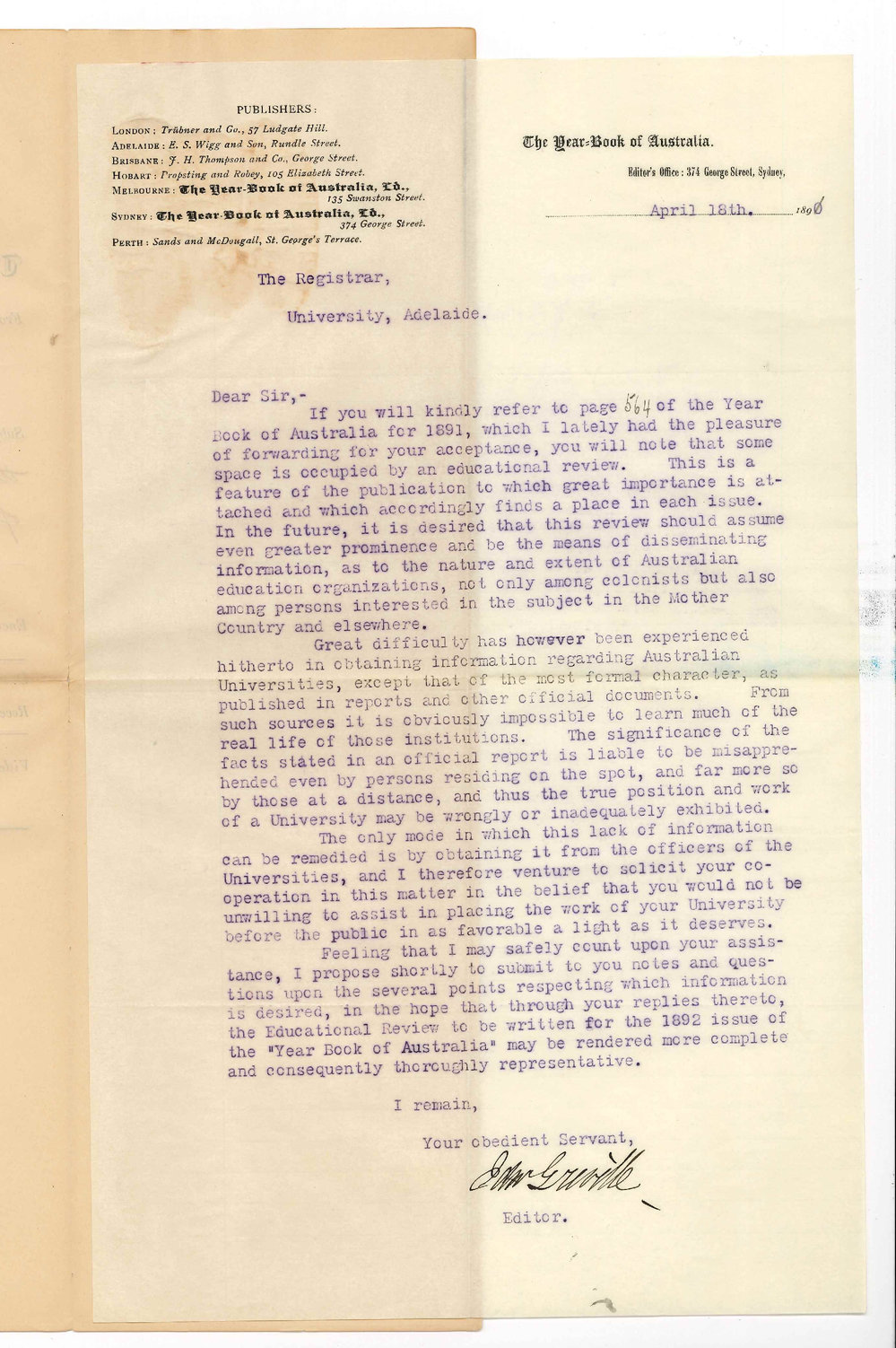 E Greville - Editor Year Book of Australia - Information regarding the University for year book of 1892