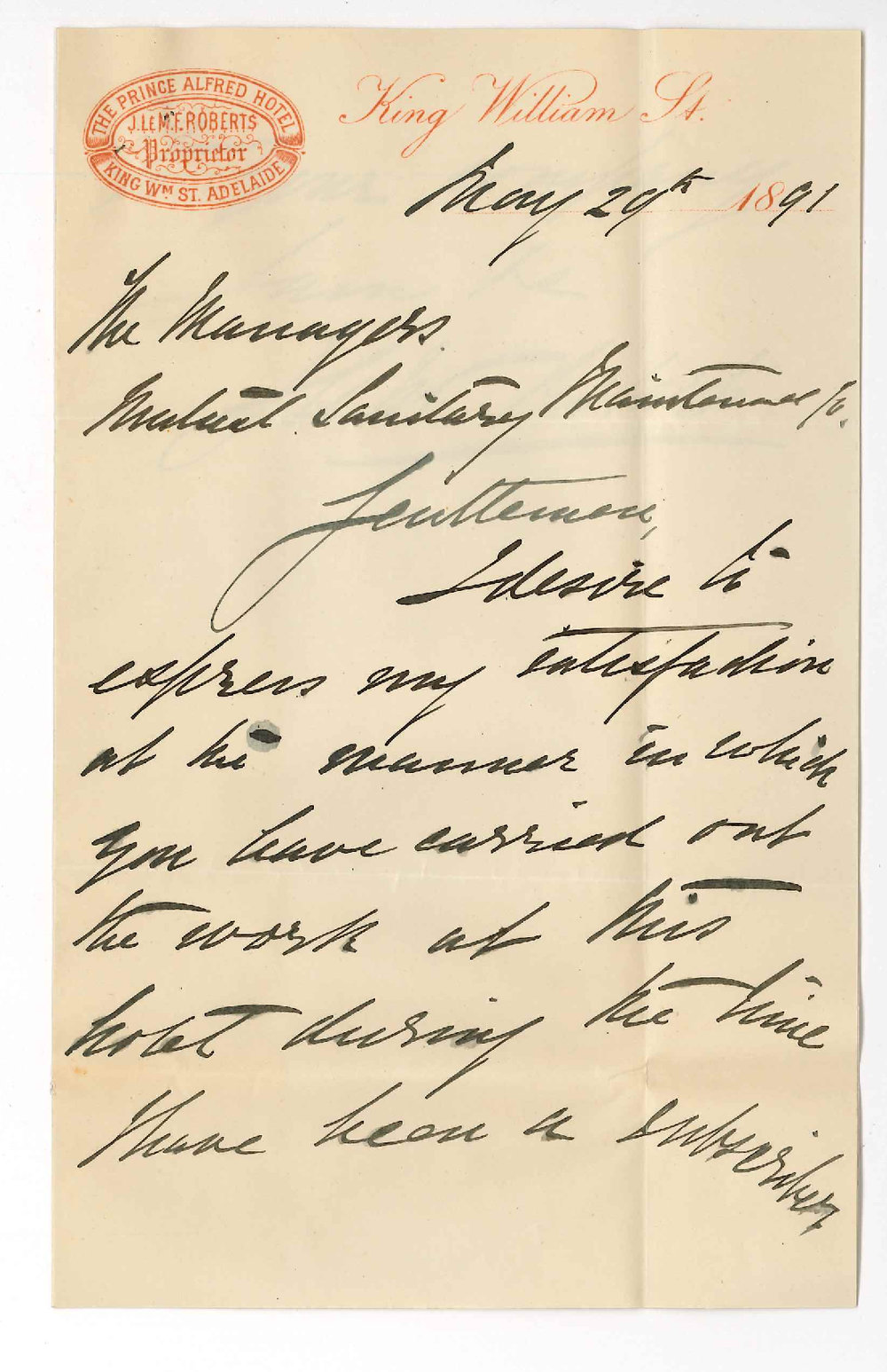 J H M Roberts - Sanitary Maintenance Company - Adelaide - References re class of work done by Company