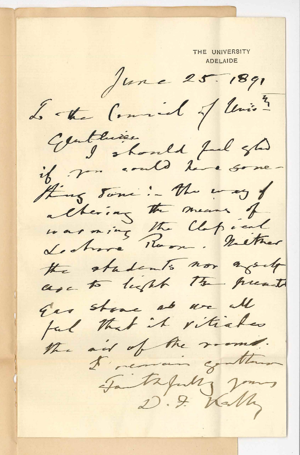 Professor David Frederick Kelly - The University - Warming Classical Lecture room