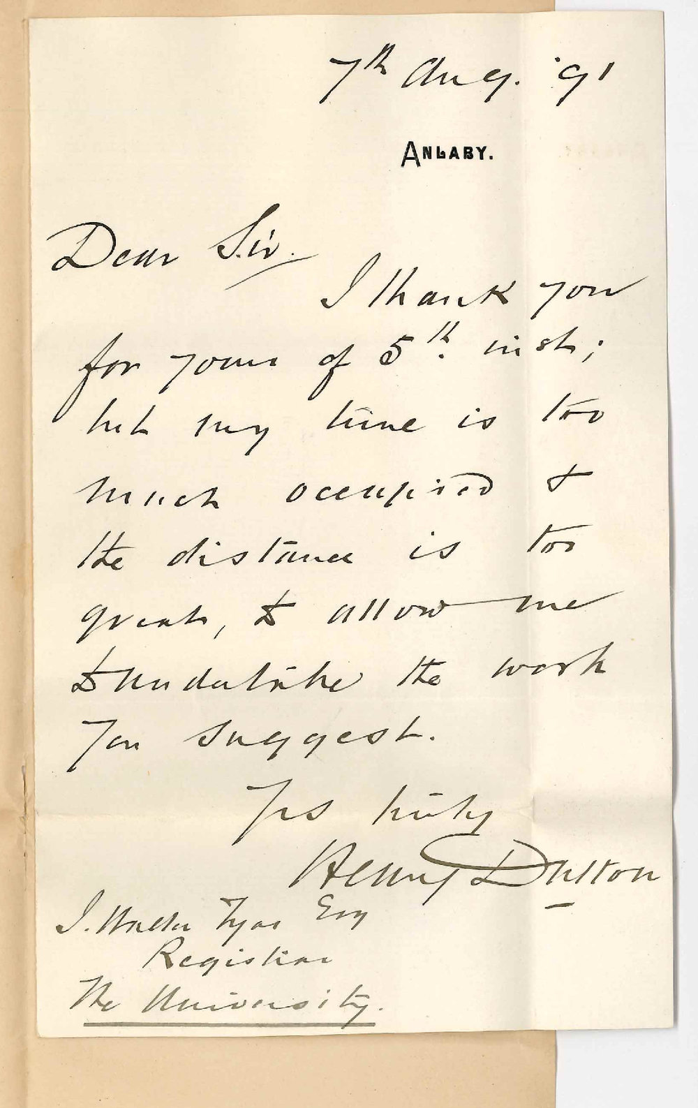 Henry Dutton - Anlaby - Cannot act as Supervisor for Music Exams at Kapunda