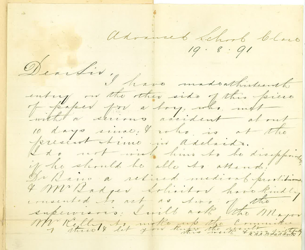 R H A Braddock - Clare - Arrangements for Preliminary Examination at Clare