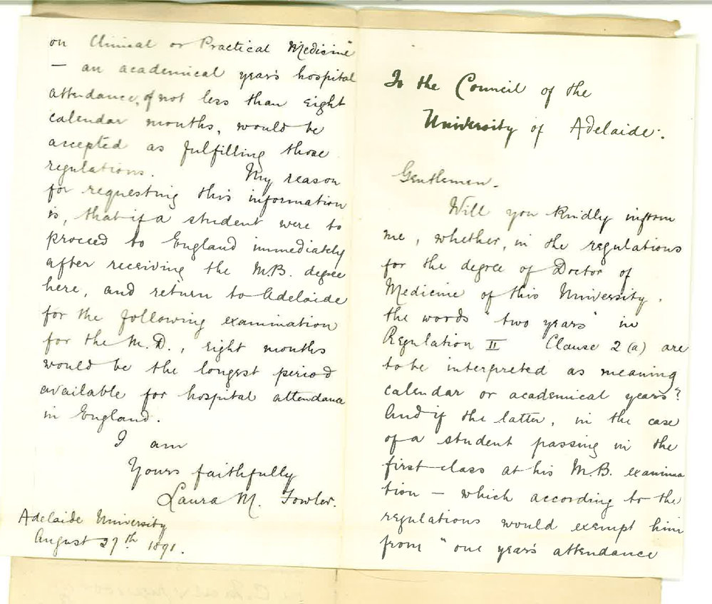 Miss Laura Margaret Fowler - The University - Concerning Regulations MD degree