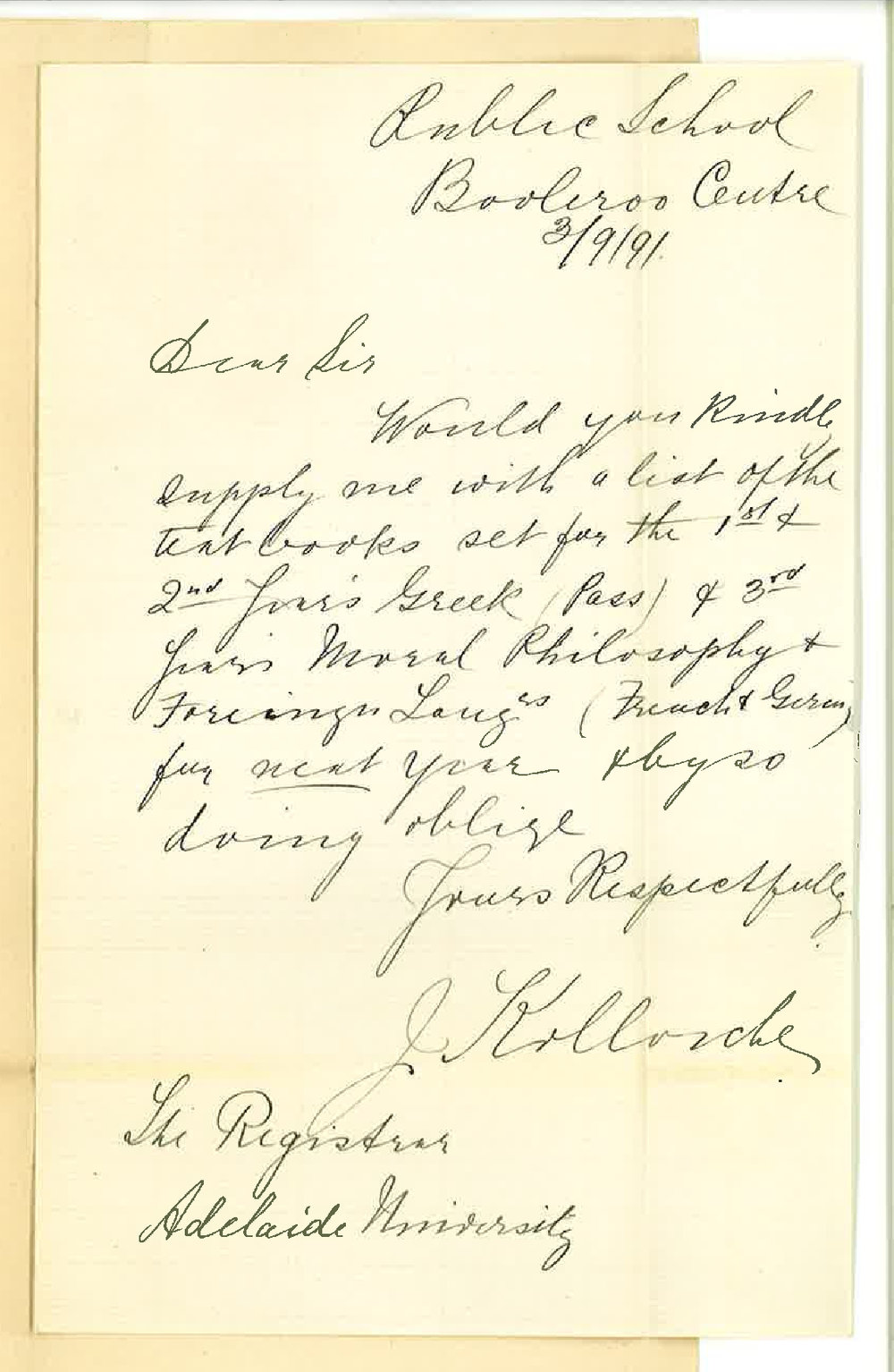 John Kollosche - Public School - Booleroo Centre - List of BA text books for BA Course 1892