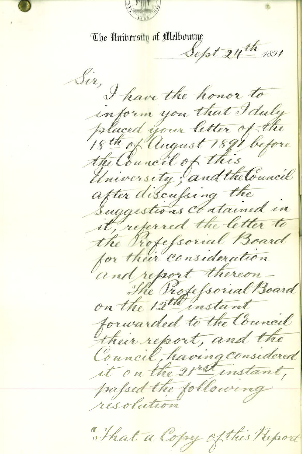 Dr Anthony Colling Brownless - The Chancellor - University of Melbourne - Examination for Doctor of Science degree