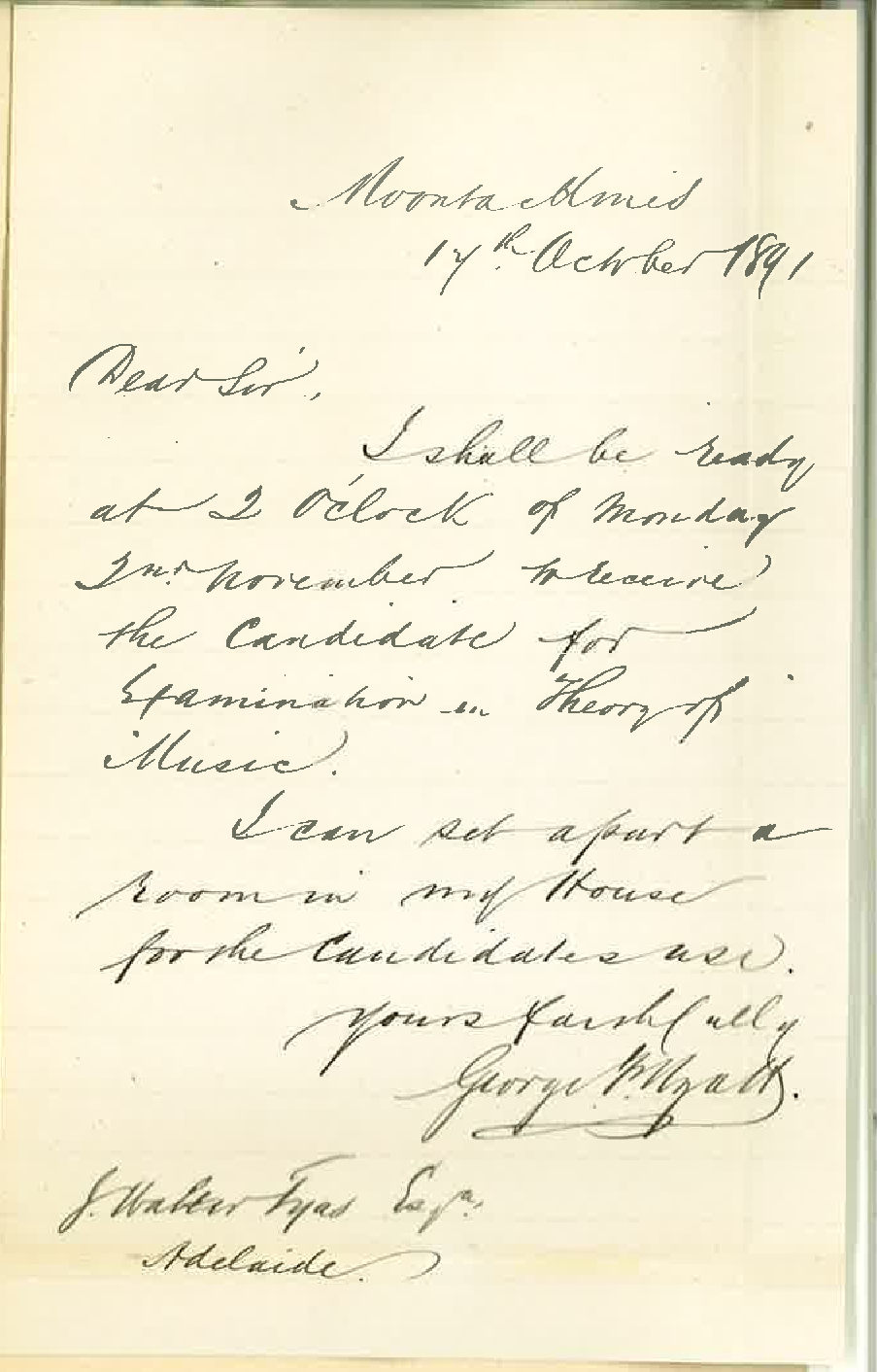 George F Wyatt - Moonta - Arrangements for Music Examination