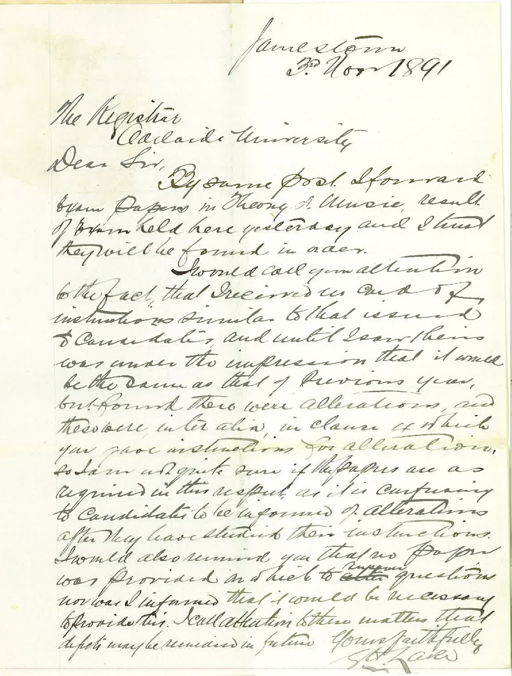 G H Lake - Jamestown - Theory of Music Examination at Jamestown