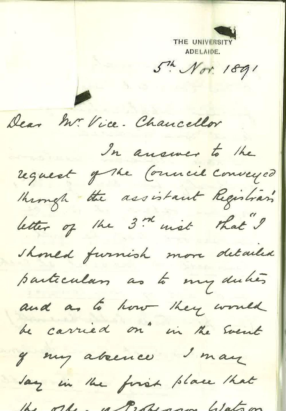 Dr Edward Charles Stirling - The University - Leave of absence