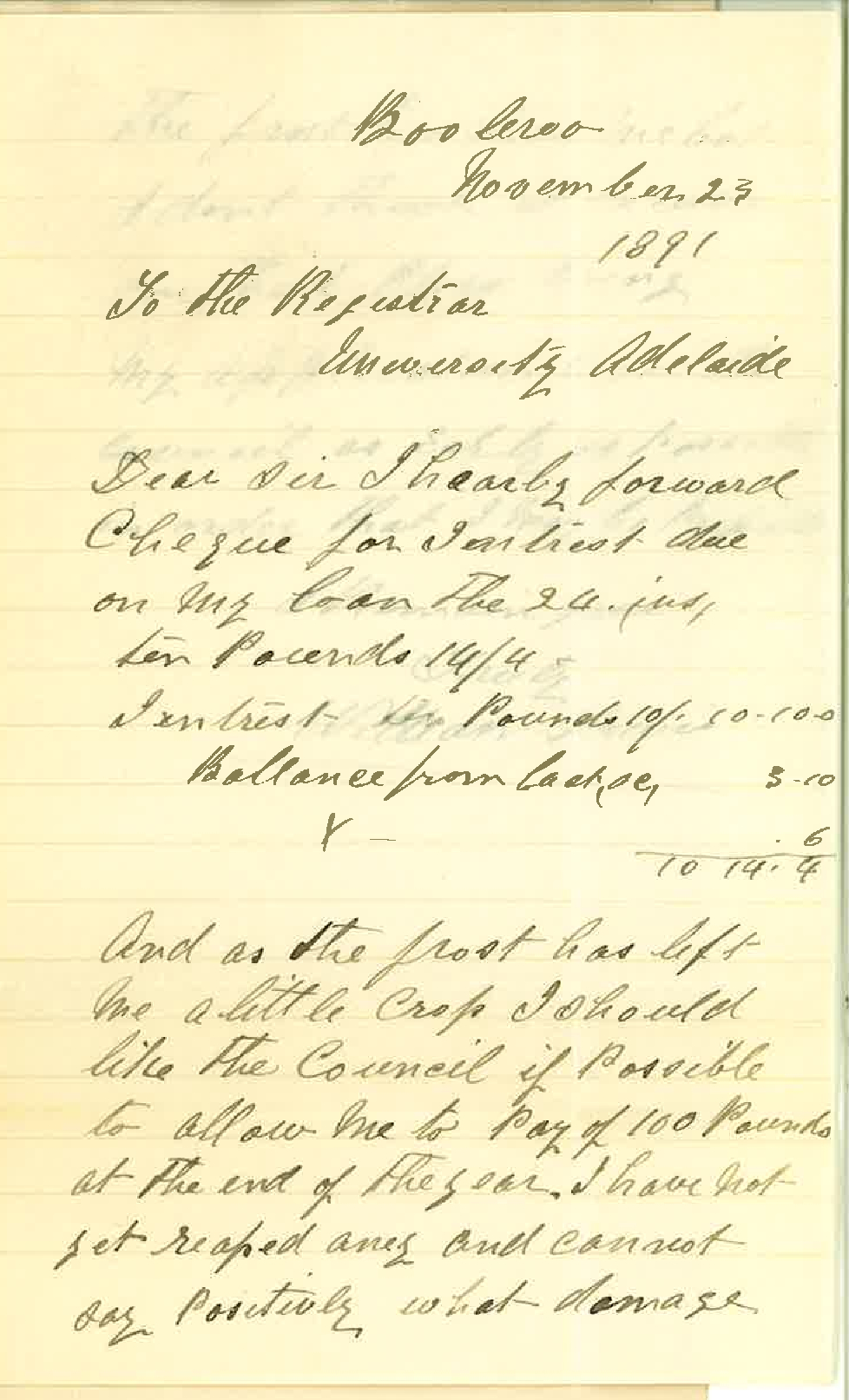 William Lewis - Booleroo Centre - Payment of Interest