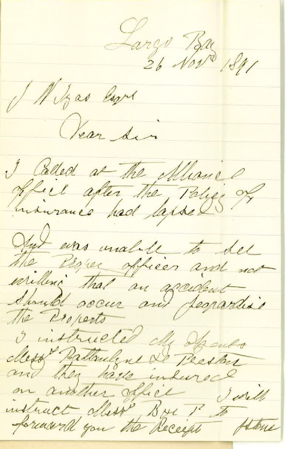 Joseph Stone - Largs Bay - Concerning renewal of Insurance