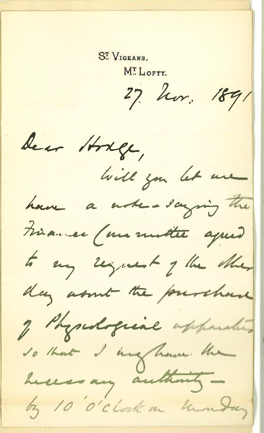 Dr Edward Charles Stirling - Mt Lofty - Decision of Finance Committee re grant of &pound;50