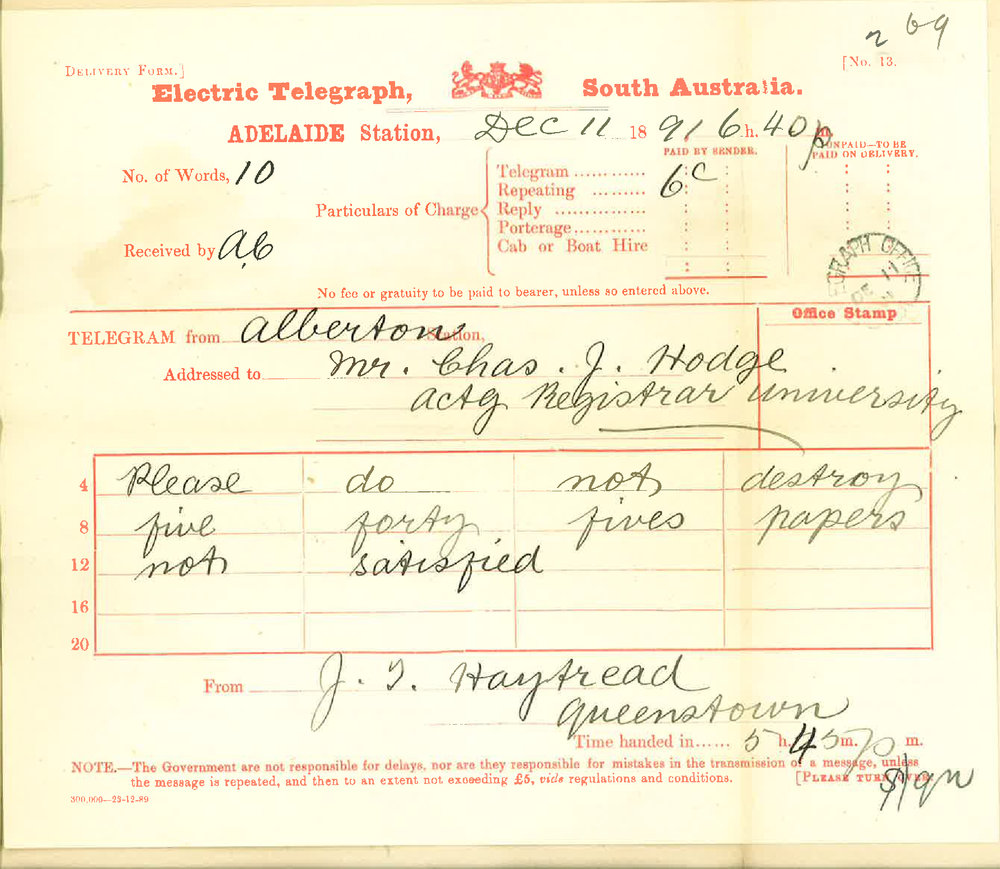 James Edward Haytread - Queenstown - Not satisfied with result of No 545 Junior Examination