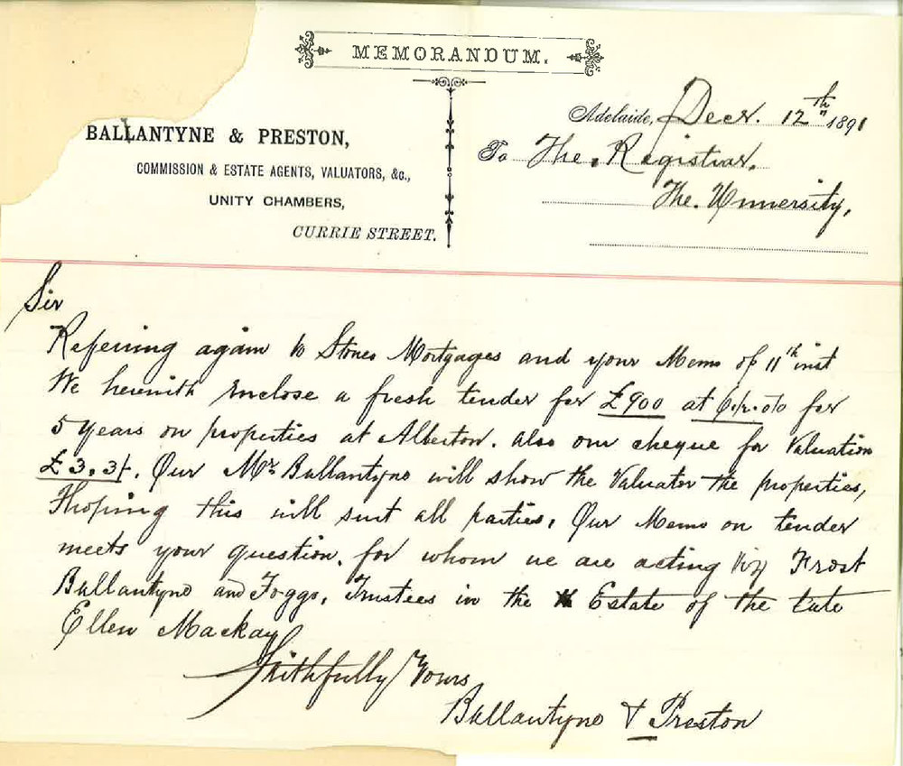 Ballantyne and Preston - Adelaide - Loan of &pound;900