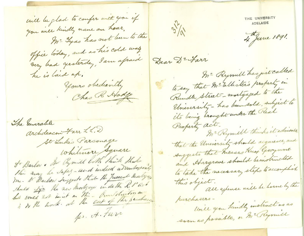 Archdeacon George Henry Farr - St Lukes Parsonage - Re McEllisters Mortgage