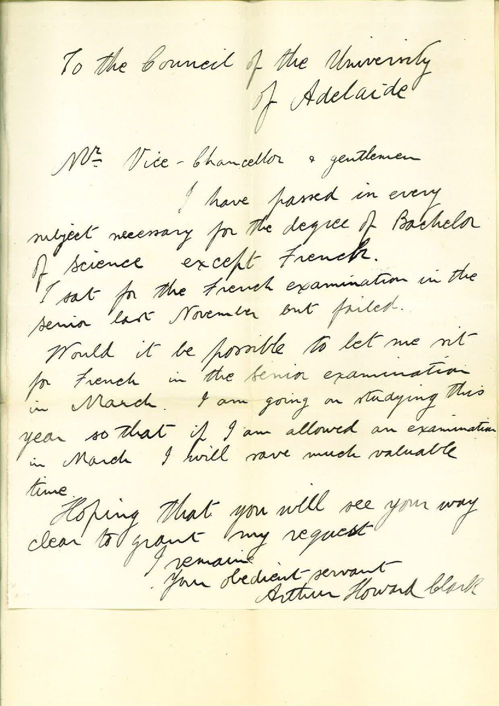 Arthur Howard Clark - Asking to be Examined in French March