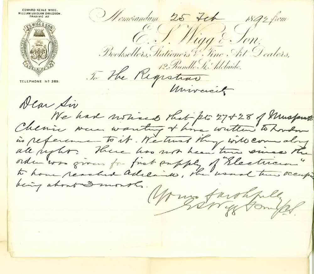 E S Wigg and Son - Rundle Street Adelaide - Missing Parts of Muspratt Chemic etc