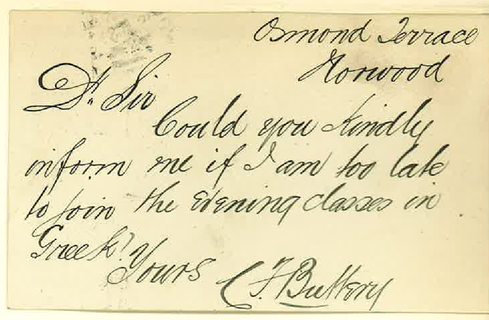 C F Buttery - Norwood - Regarding Evening Classes in Greek