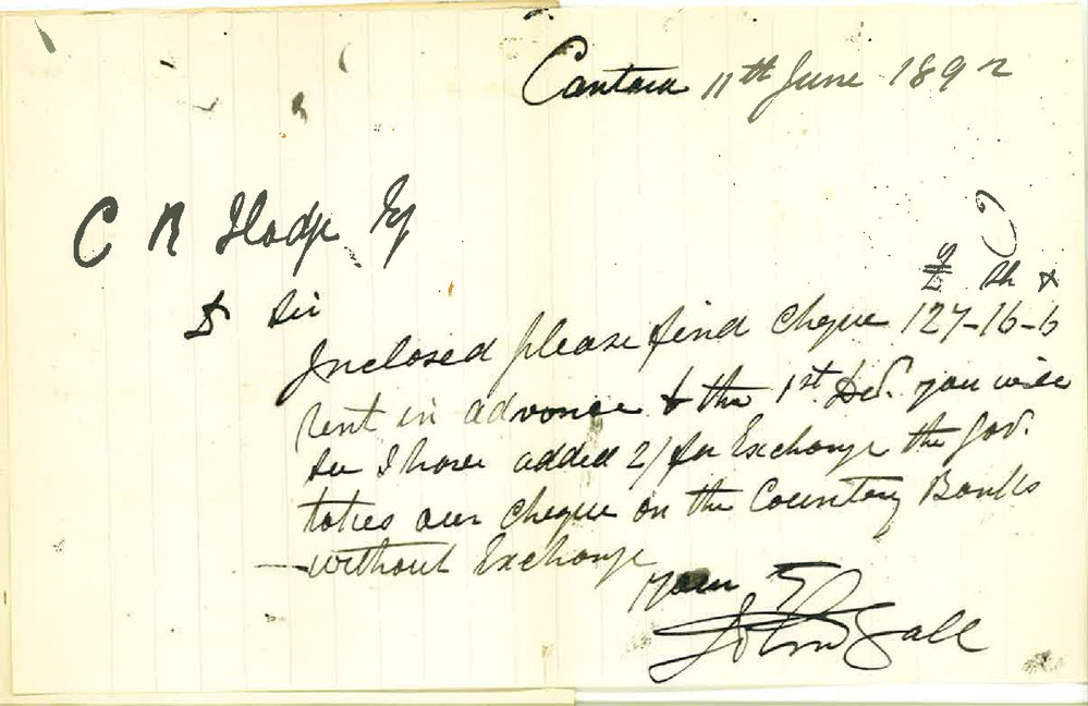 John Gall - Cantara - Payment of Rent