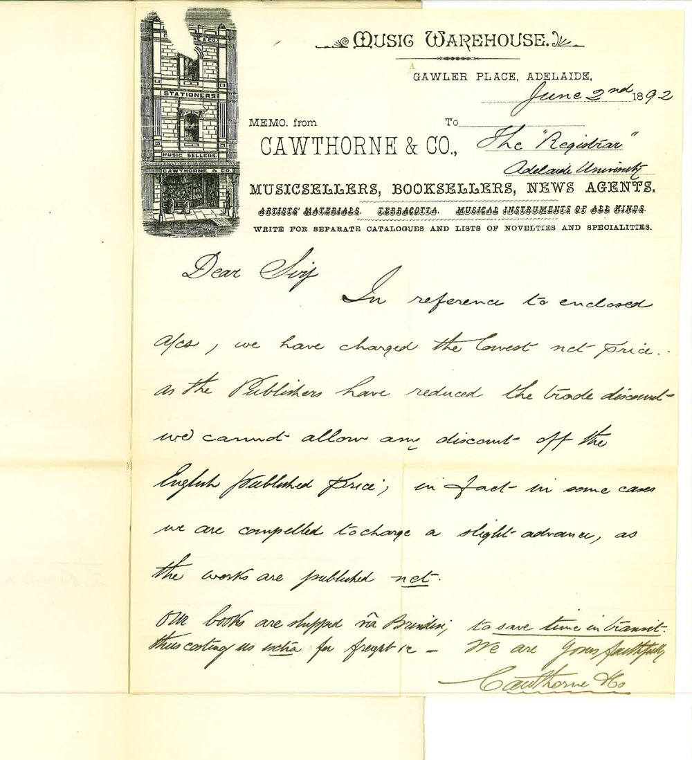 Cawthorne and Co - Gawler Place Adelaide - Stating they Cannot Allow Discount