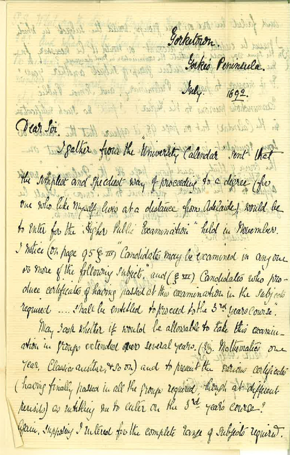 Miss Ethel M Nall - Yorketown - Yorke Peninsula - Requesting Information Regarding University Degrees