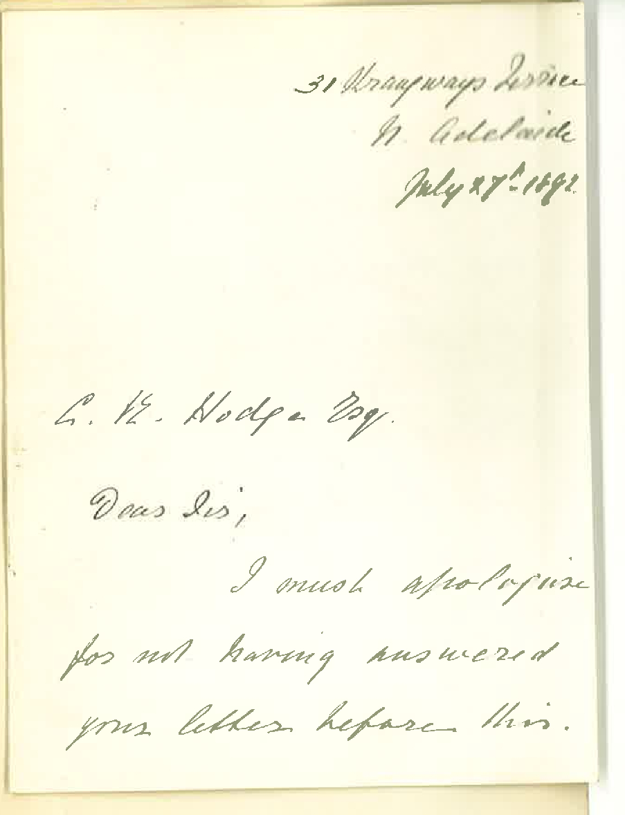 Mrs E A Law - North Adelaide - Thanks Council for Favourable Decision Regarding Miss Roediger