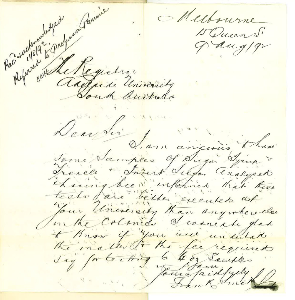 Frank Smith - Queen Street Melbourne - Samples to be Analysed