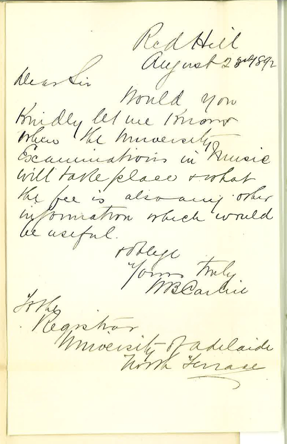 W B Carlin - Red Hill - Information Practice of Music Examinations