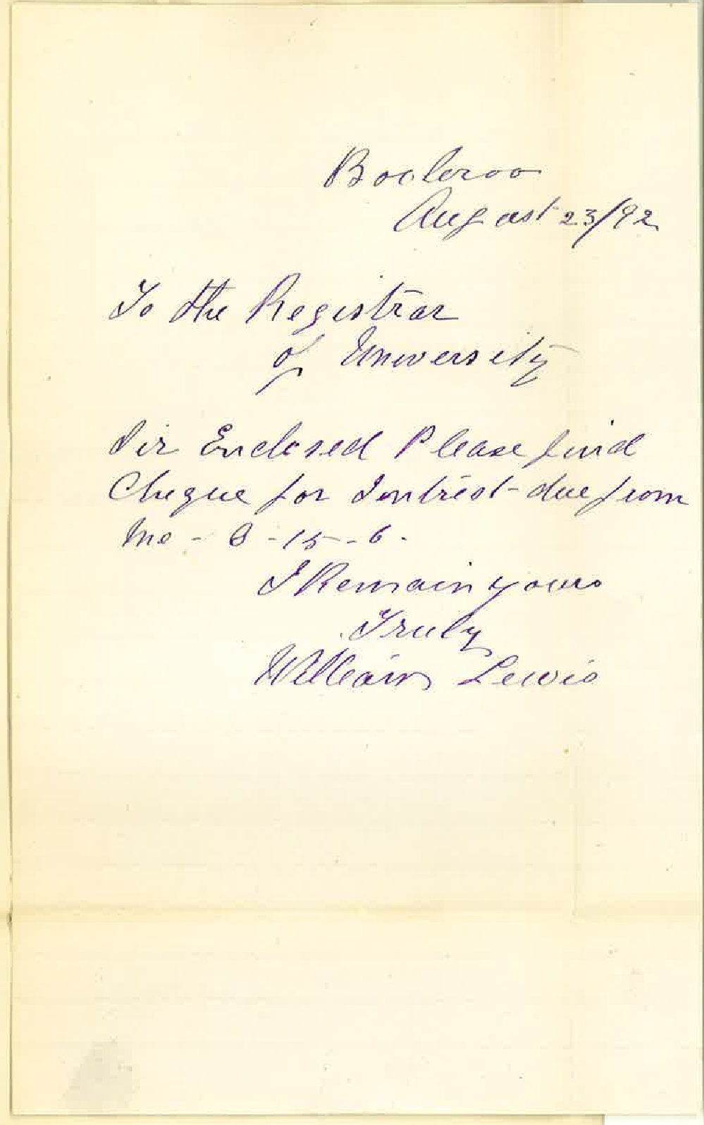 William Lewis - Booleroo - Payment of interest