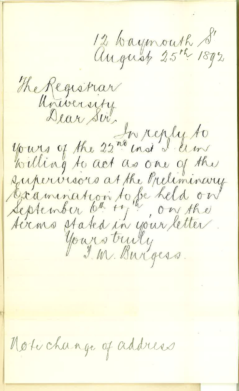 Thomas Martin Burgess - Waymouth Street Adelaide - Will Act as Supervisor