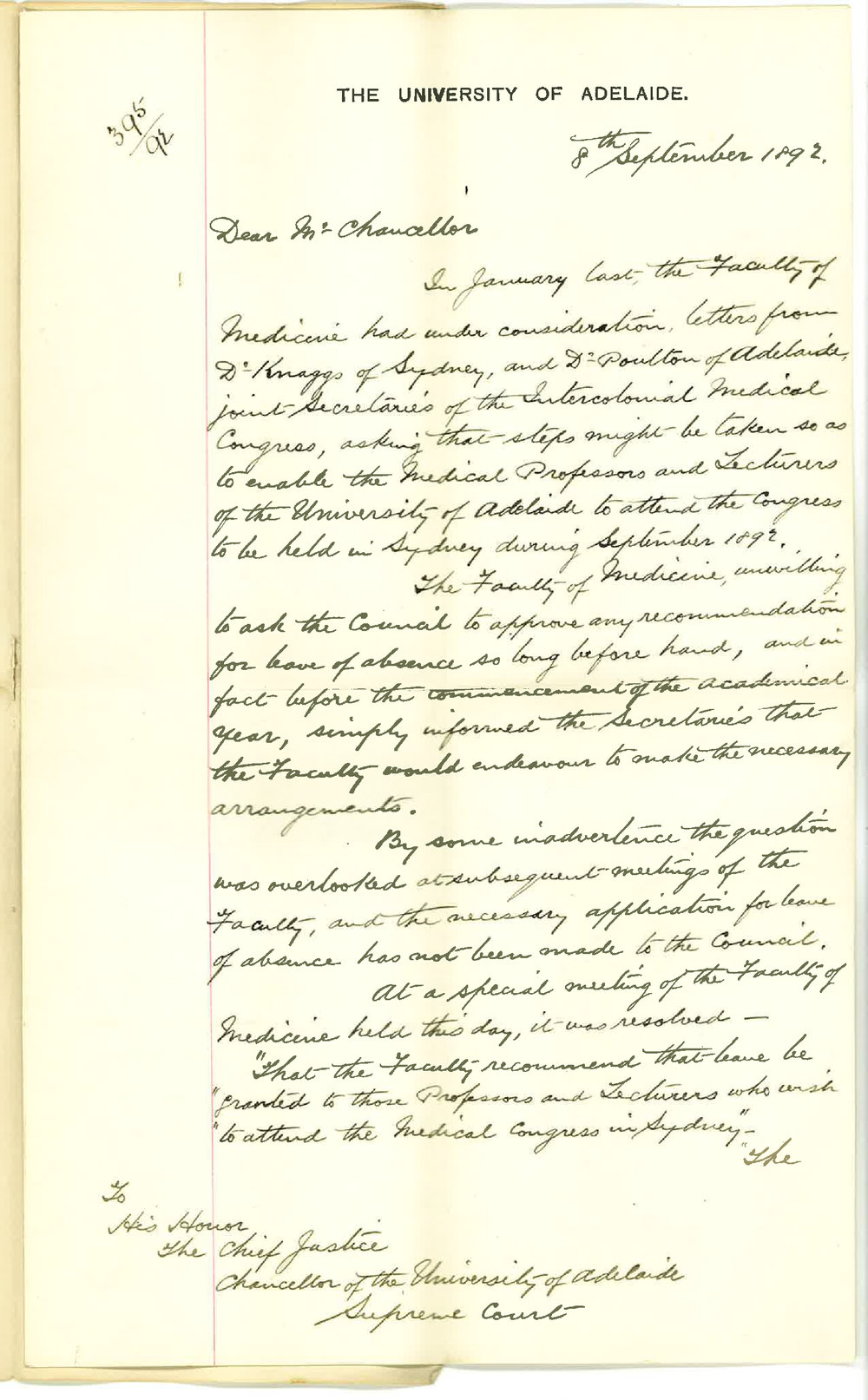 William Lennox Cleland - To Chancellor - Supreme Court - Lecturers May Attend Congress