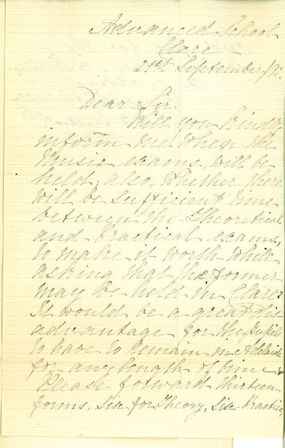 R H A Braddock - Advanced School Clare - Requesting Music Forms